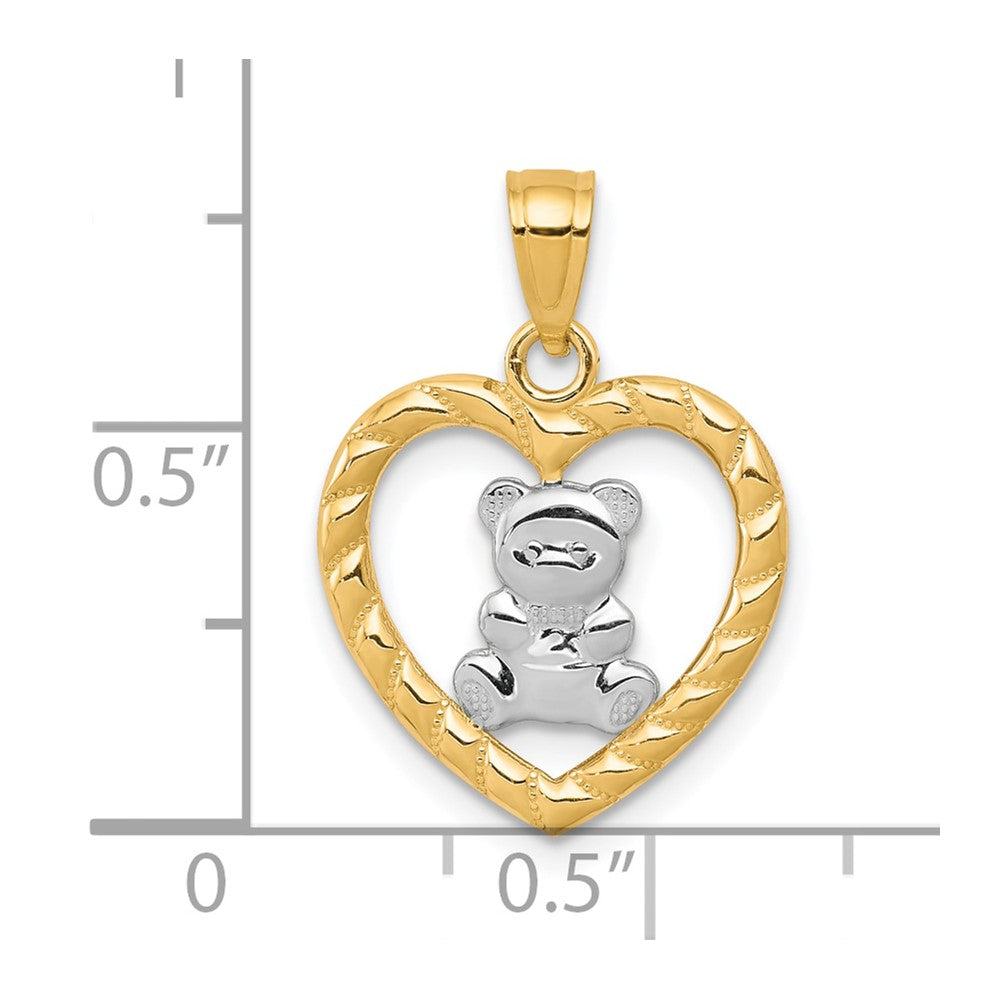 10k w/Rhodium Teddy Bear Heart Charm-10C939