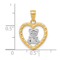 10k w/Rhodium Teddy Bear Heart Charm-10C939