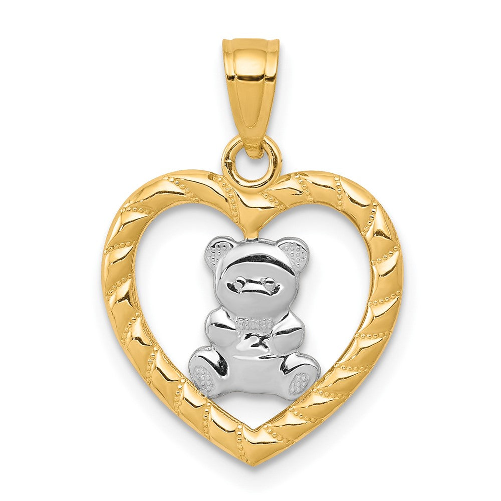 10k w/Rhodium Teddy Bear Heart Charm-10C939