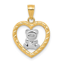 10k w/Rhodium Teddy Bear Heart Charm-10C939