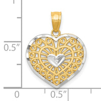 10K w/Rhodium Heart Charm-10C940