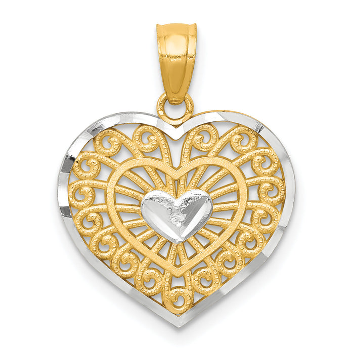 10K w/Rhodium Heart Charm-10C940