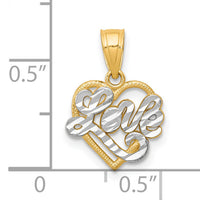 10K w/ Rhodium LOVE Heart Charm-10C946