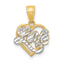 10K w/ Rhodium LOVE Heart Charm-10C946