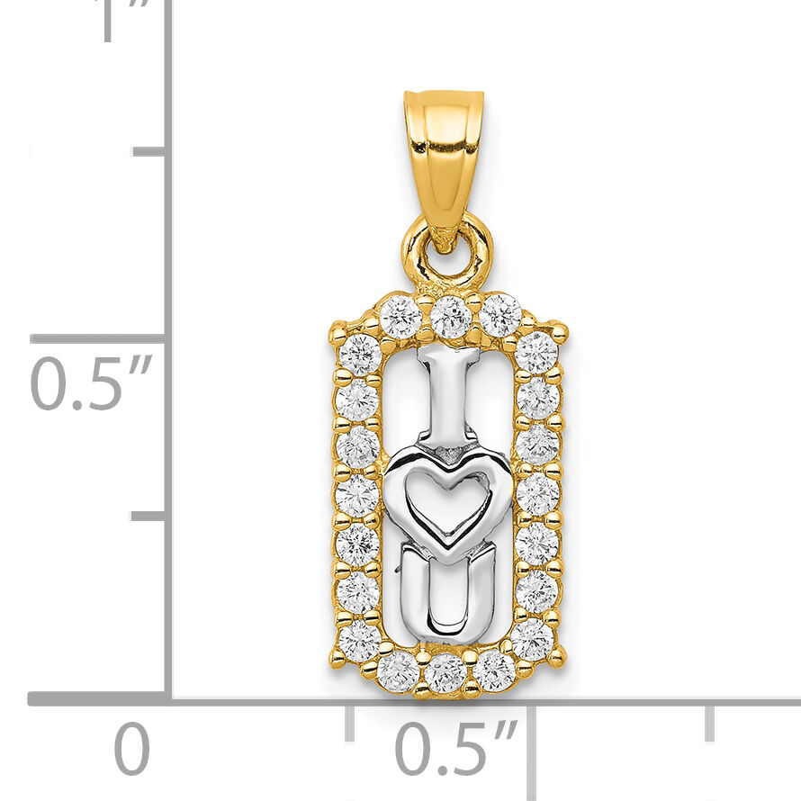 10K w/ Rhodium CZ I LOVE YOU Charm-10C947