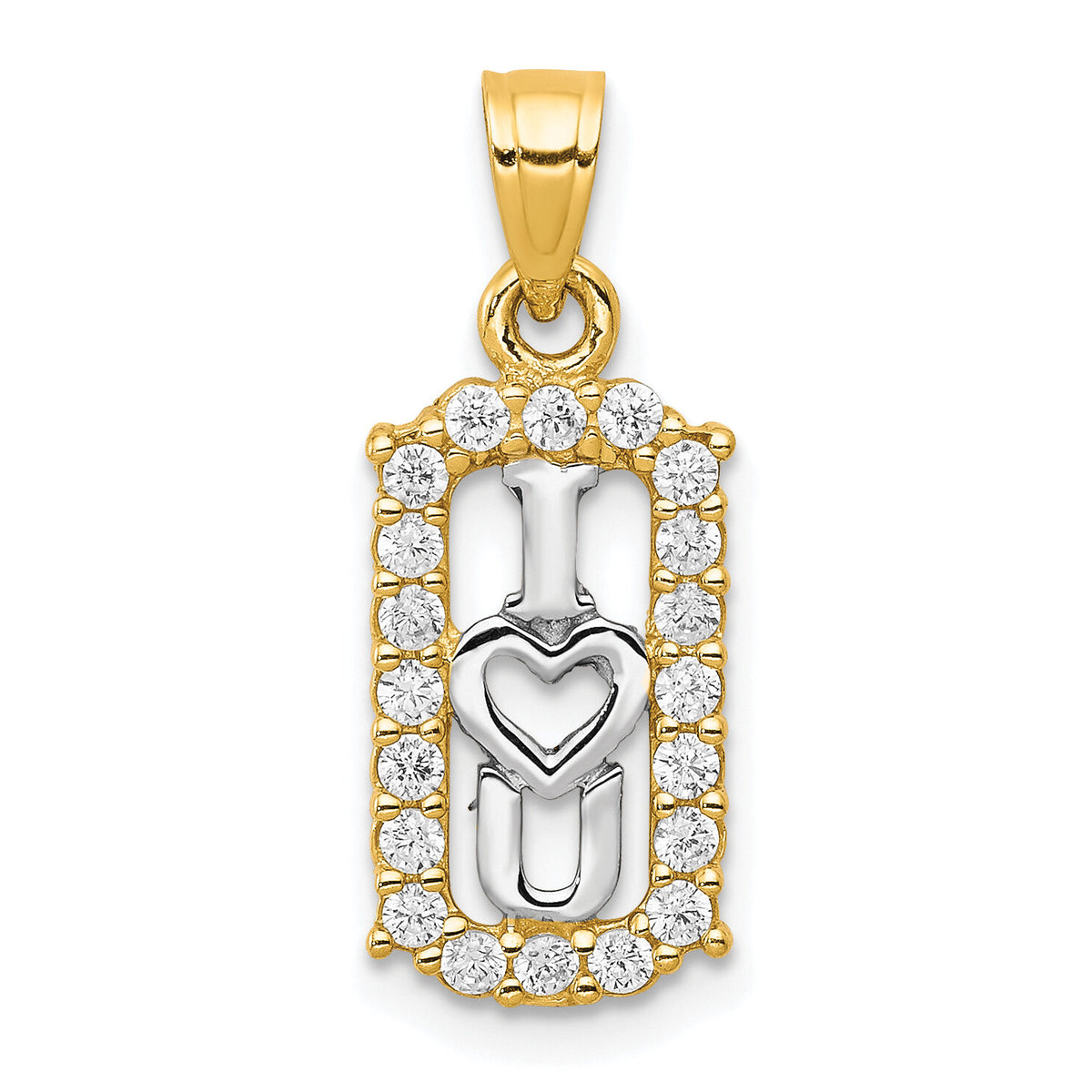10K w/ Rhodium CZ I LOVE YOU Charm-10C947