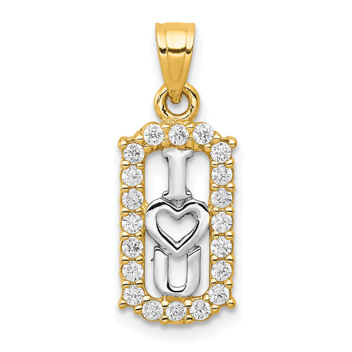 10K w/ Rhodium CZ I LOVE YOU Charm-10C947