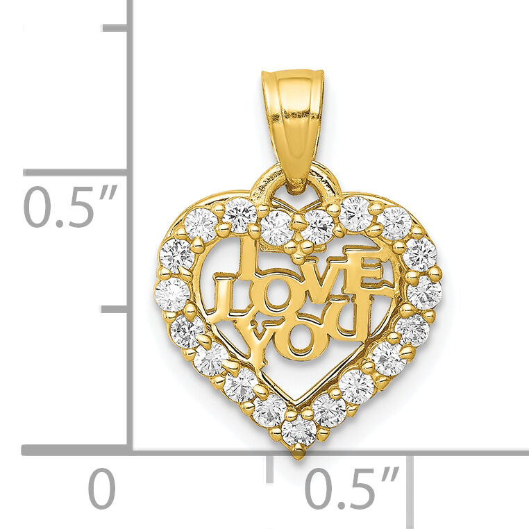 10K Small CZ I LOVE YOU Heart Charm-10C948