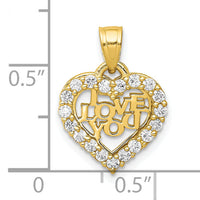 10K Small CZ I LOVE YOU Heart Charm-10C948