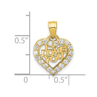 10K Small CZ I LOVE YOU Heart Charm-10C948