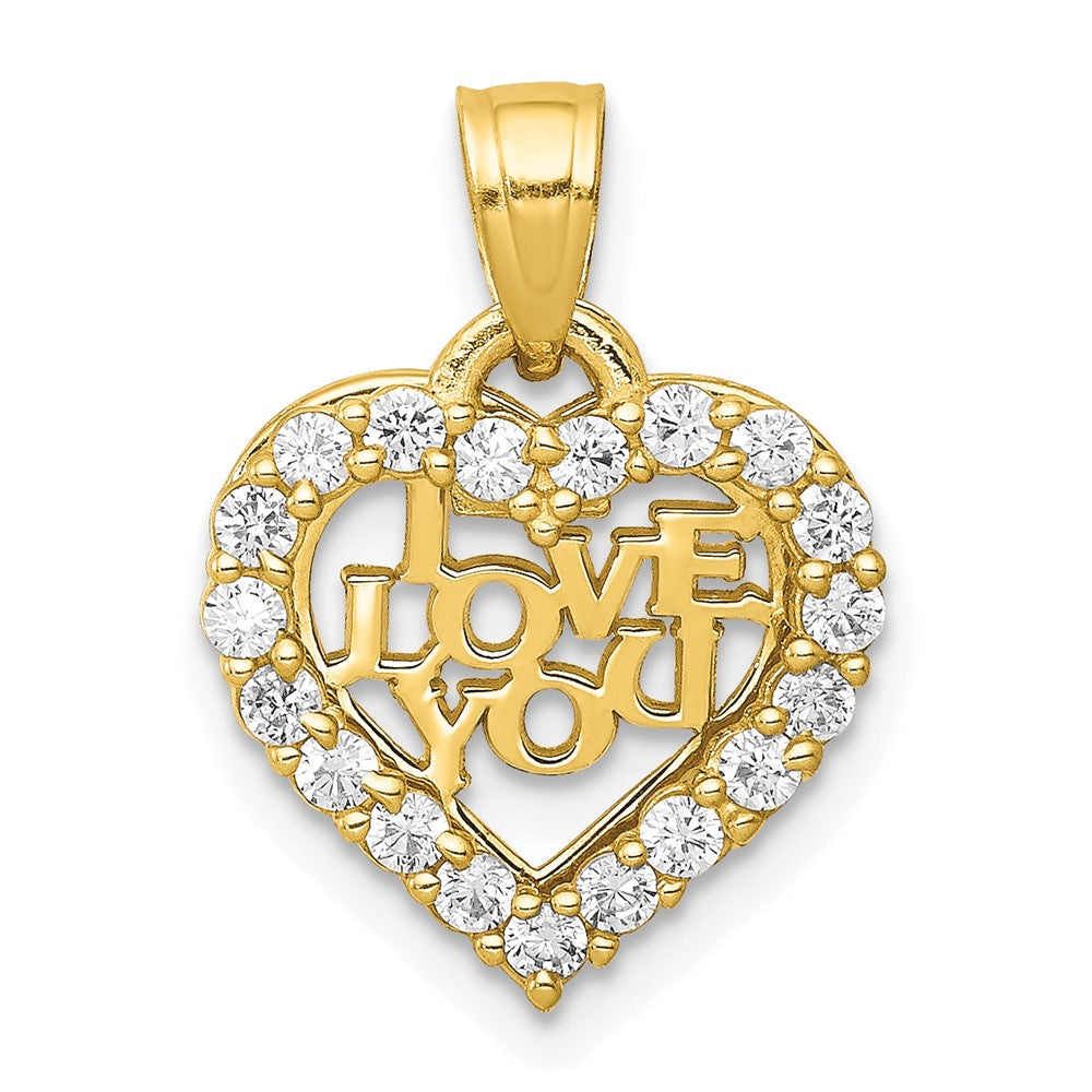 10K Small CZ I LOVE YOU Heart Charm-10C948