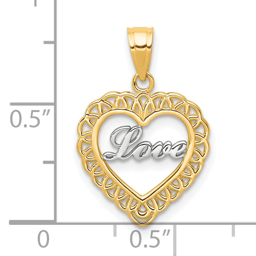 10K w/ Rhodium LOVE Heart Charm-10C953