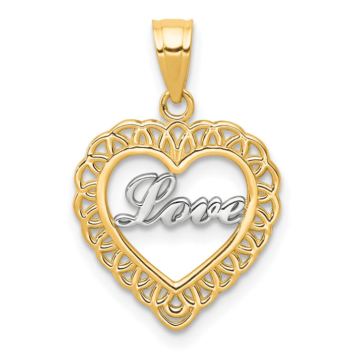 10K w/ Rhodium LOVE Heart Charm-10C953