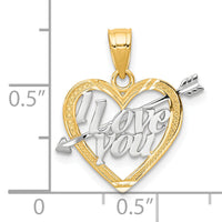 10K w/ Rhodium I LOVE YOU Heart Charm-10C954