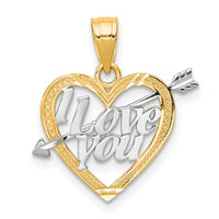 10K w/ Rhodium I LOVE YOU Heart Charm-10C954