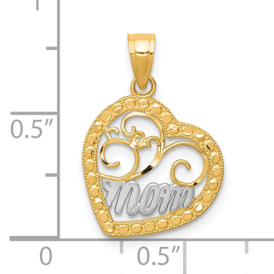 10K & Rhodium MOM Heart Charm-10C959