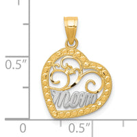 10K & Rhodium MOM Heart Charm-10C959