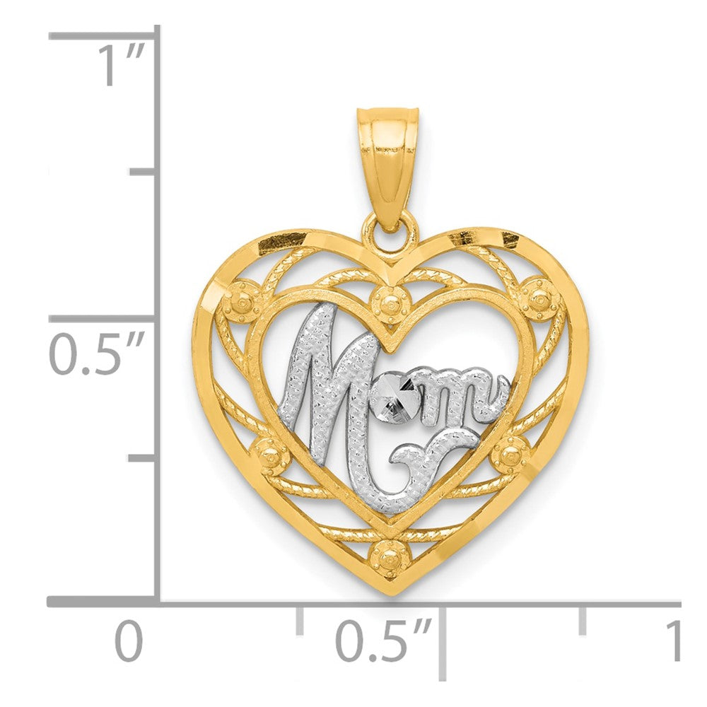 10K & Rhodium MOM Heart Charm-10C960