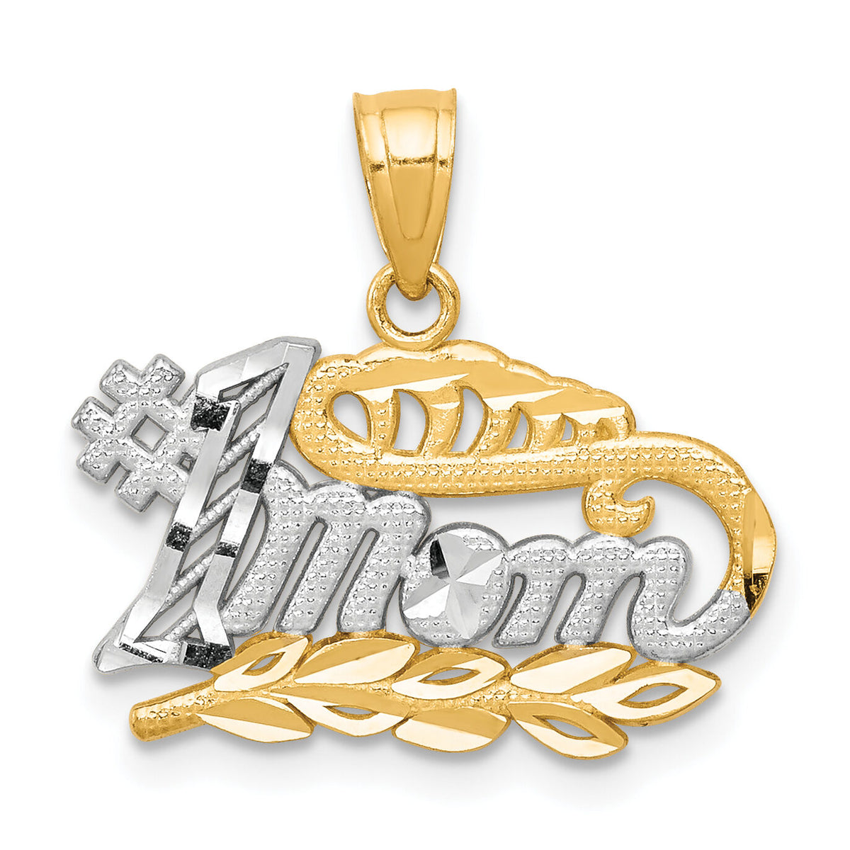 10K w/Rhodium #1 MOM Charm-10C962