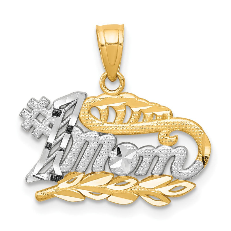 10K w/Rhodium #1 MOM Charm-10C962