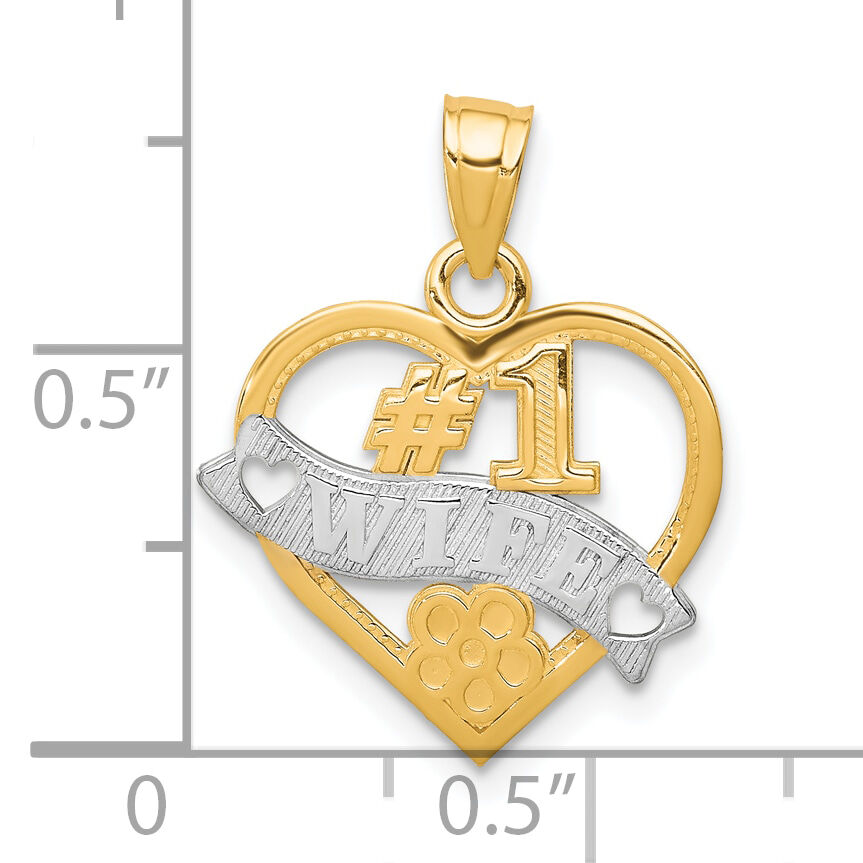 10k w/Rhodium #1 WIFE Heart Charm-10C964