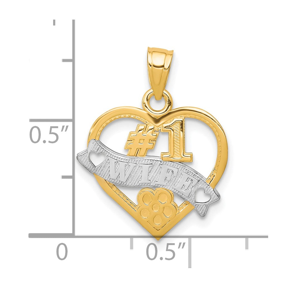 10k w/Rhodium #1 WIFE Heart Charm-10C964