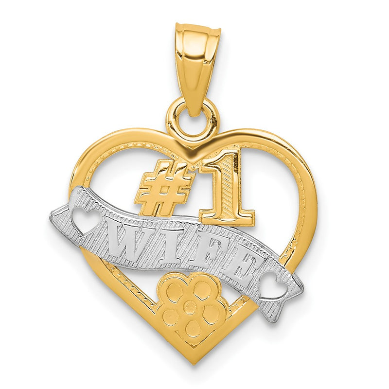 10k w/Rhodium #1 WIFE Heart Charm-10C964