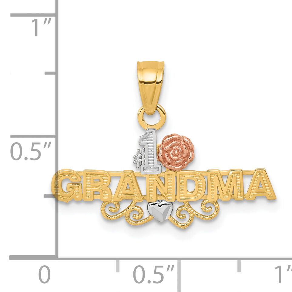 10K Two-Tone w/White Rhodium #1 GRANDMA Charm-10C965