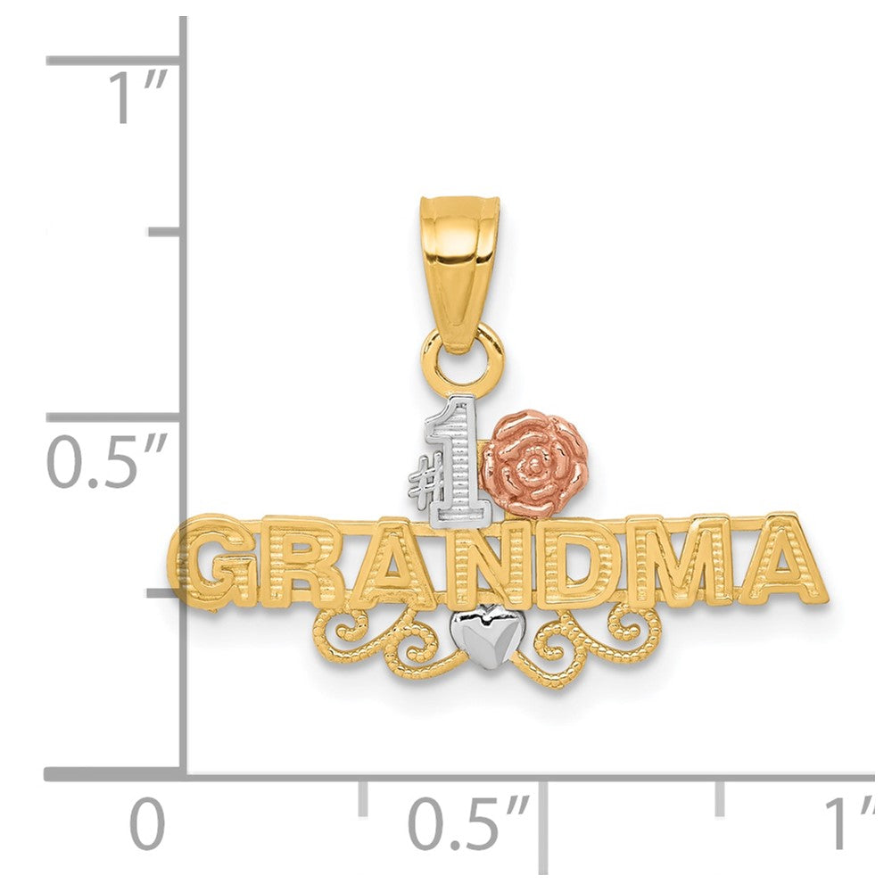 10K Two-Tone w/White Rhodium #1 GRANDMA Charm-10C965