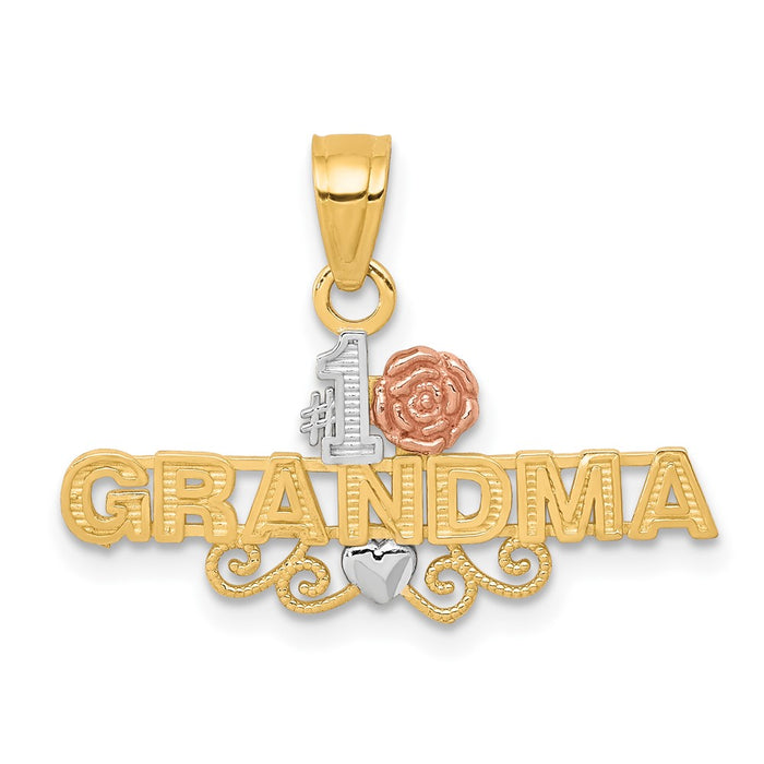 10K Two-Tone w/White Rhodium #1 GRANDMA Charm-10C965