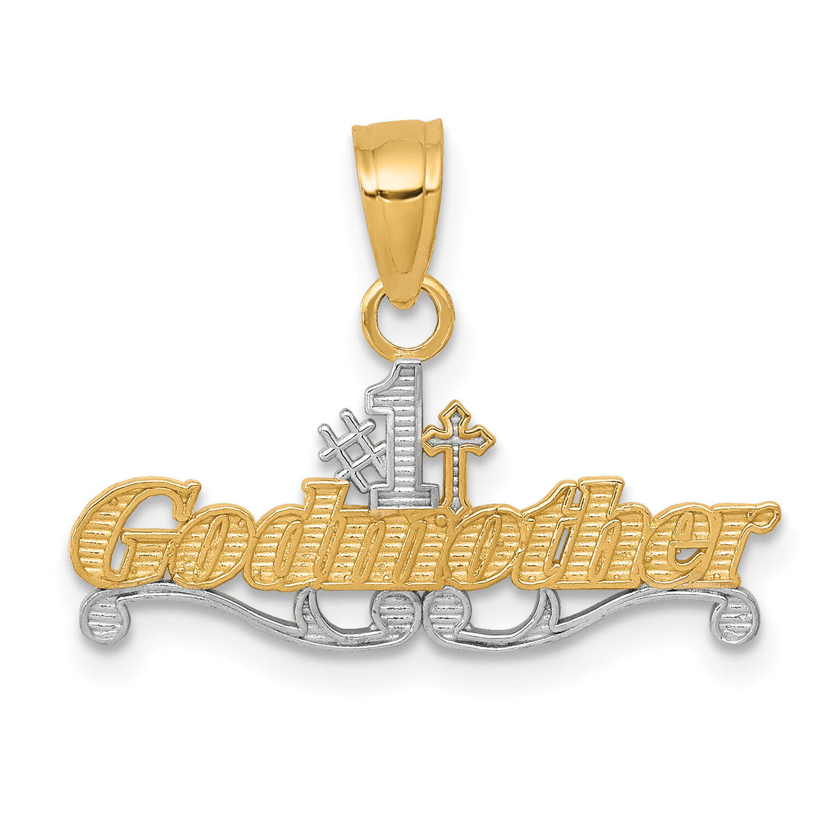 10K w/Rhodium #1 GODMOTHER Charm-10C966
