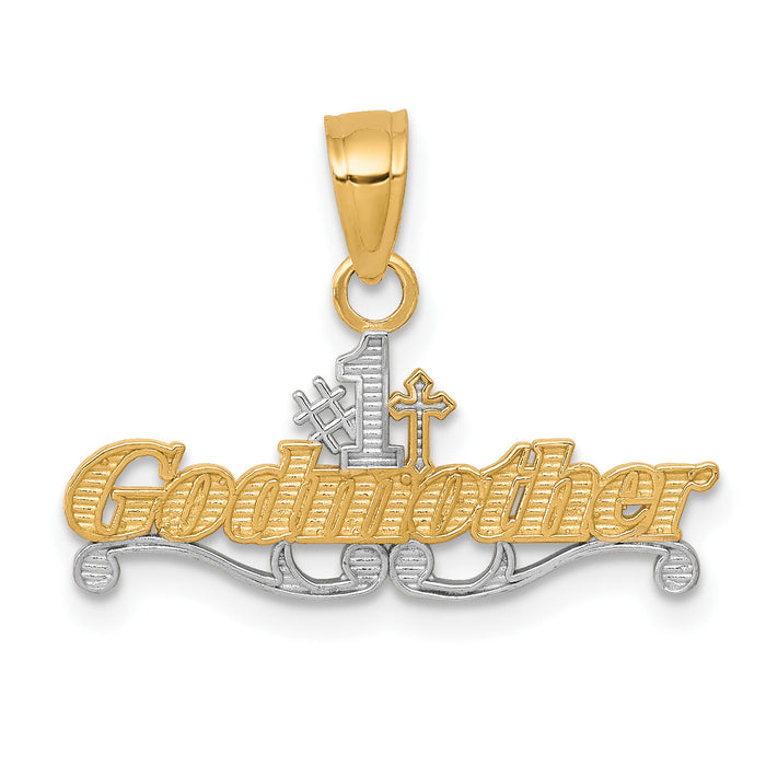 10K w/Rhodium #1 GODMOTHER Charm-10C966