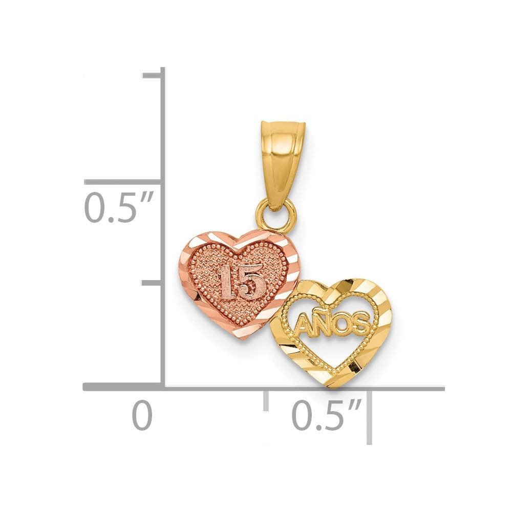 10K Two-Tone Small 15 ANOS Charm-10C967