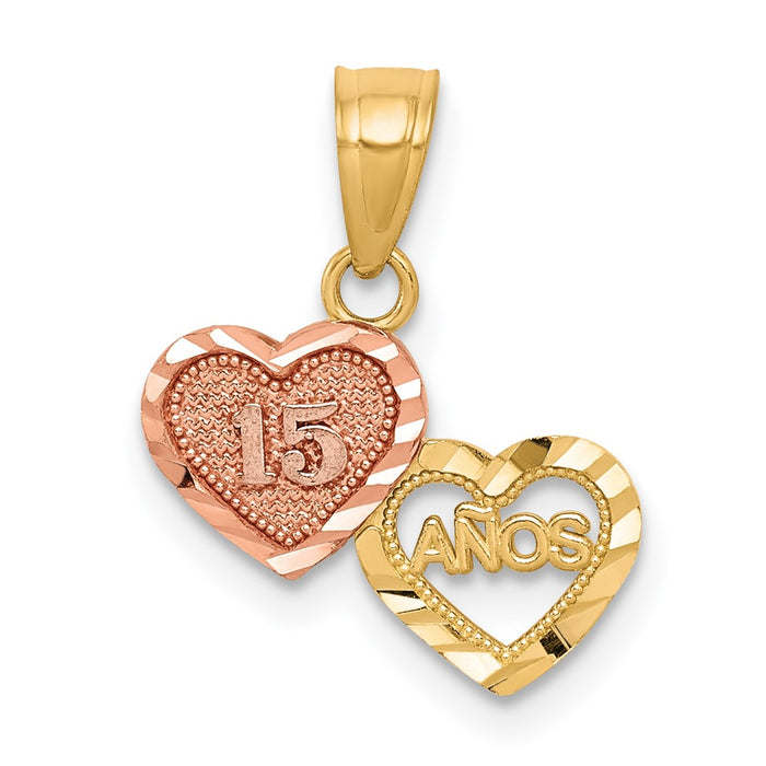 10K Two-Tone Small 15 ANOS Charm-10C967