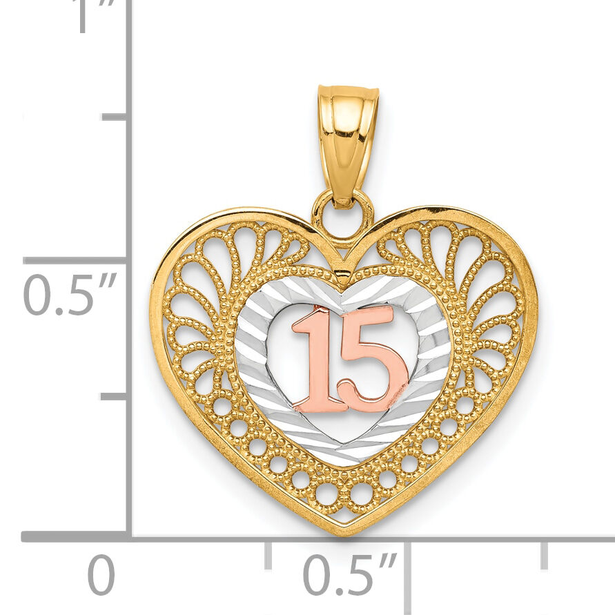 10K Two-tone w/White Rhodium 15 Heart Pendant-10C972