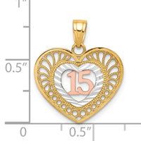 10K Two-tone w/White Rhodium 15 Heart Pendant-10C972