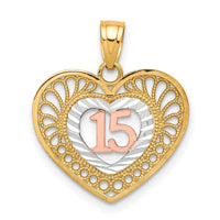 10K Two-tone w/White Rhodium 15 Heart Pendant-10C972