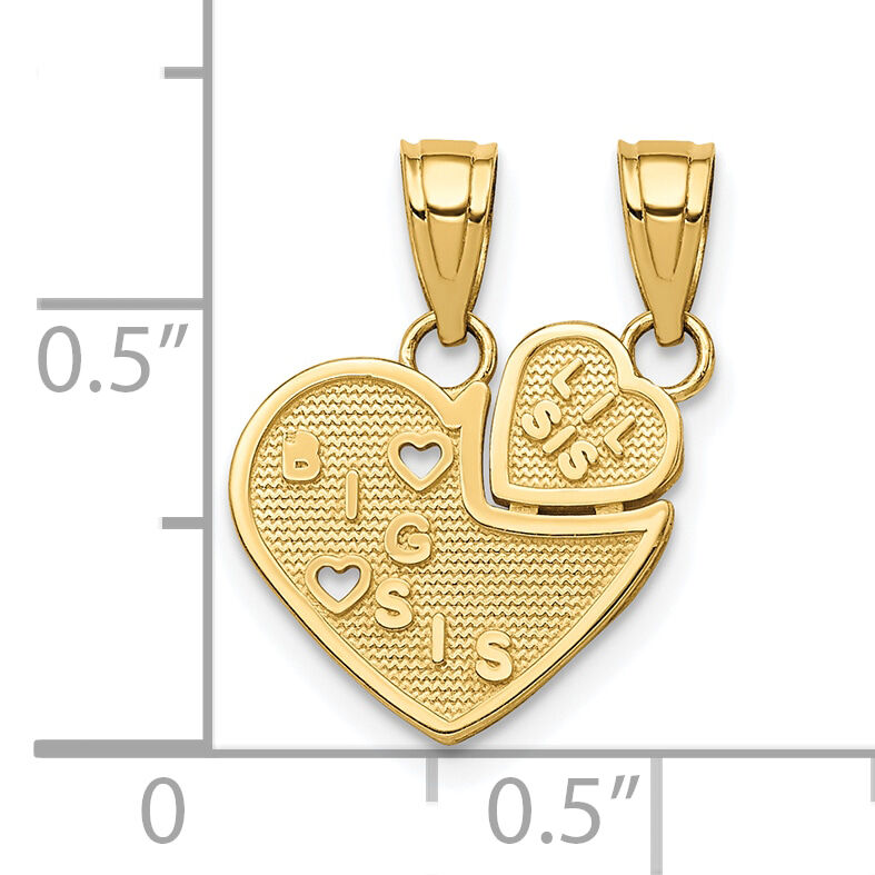 10K BIG SIS, Lil SIS Break-Apart Heart Charm-10C976