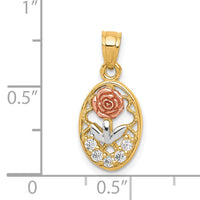 10K Two-Tone w/White Rhodium CZ Rose Charm-10C985