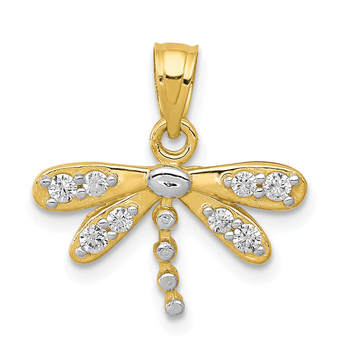 10K w/ Rhodium CZ Dragonfly Charm-10C996