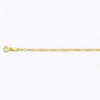 10K 2MM YELLOW GOLD SOLID FIGARO 24" CHAIN NECKLACE (AVAILABLE IN LENGTHS 7" - 30")