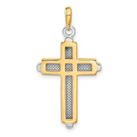 10k Two-tone Cross Pendant-10CG10