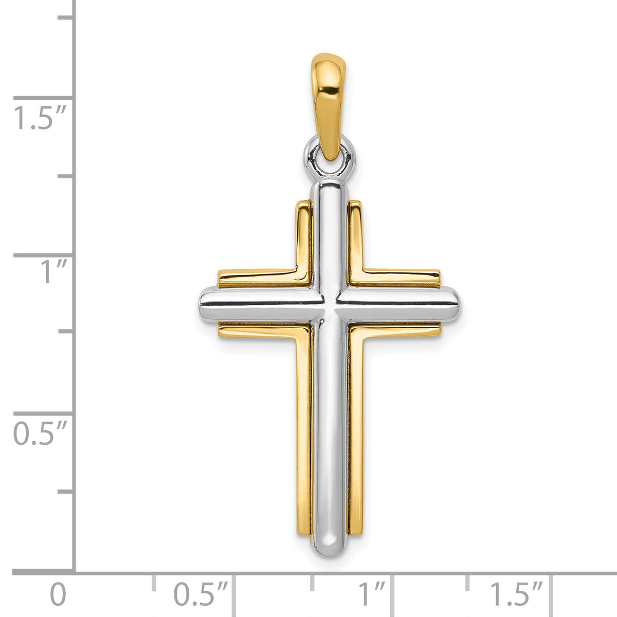 10k Two-tone Cross Pendant-10CG10