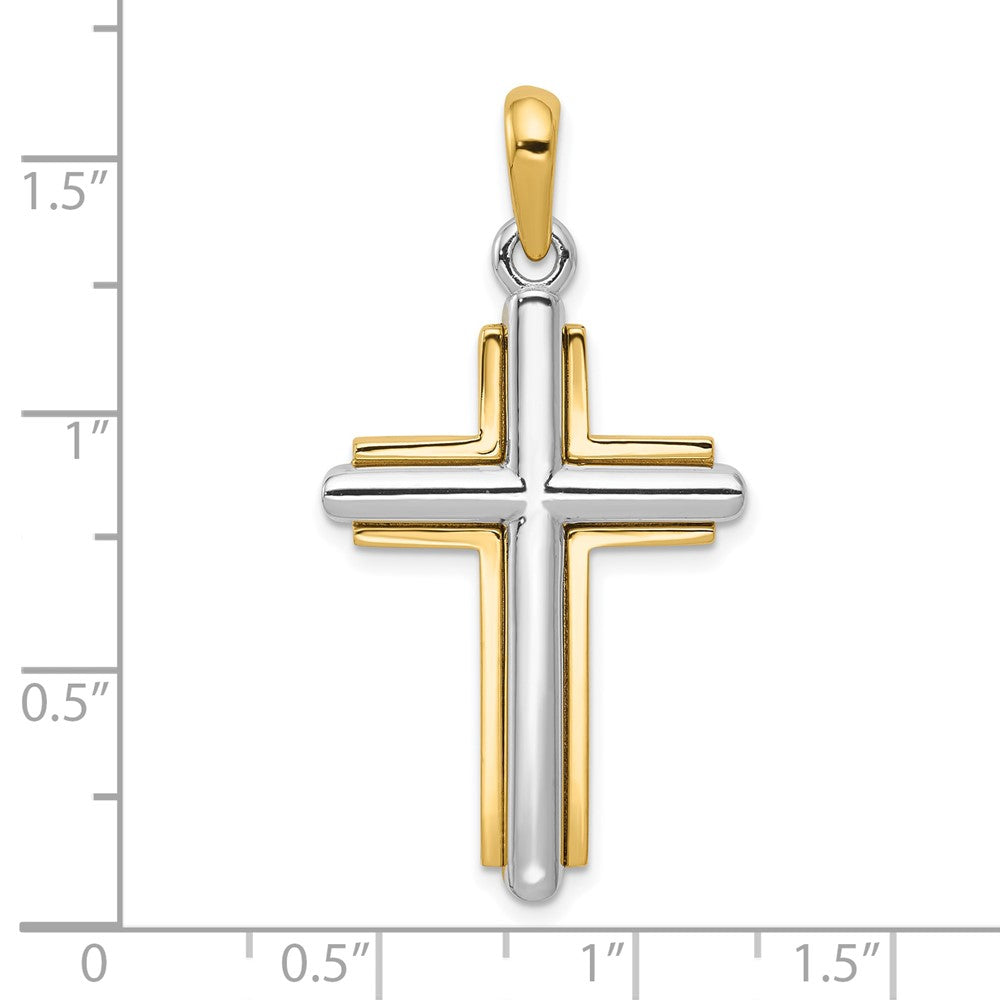 10k Two-tone Cross Pendant-10CG10