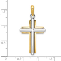 10k Two-tone Cross Pendant-10CG10