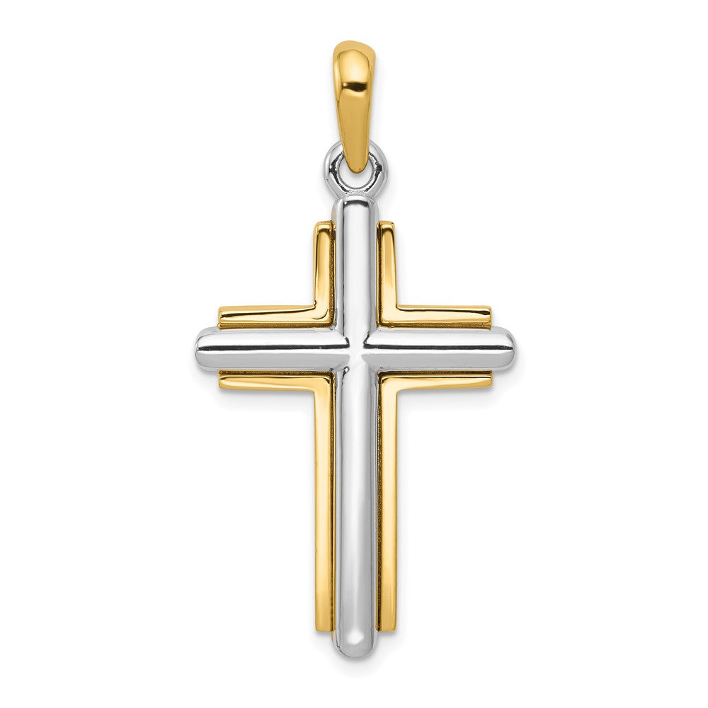 10k Two-tone Cross Pendant-10CG10