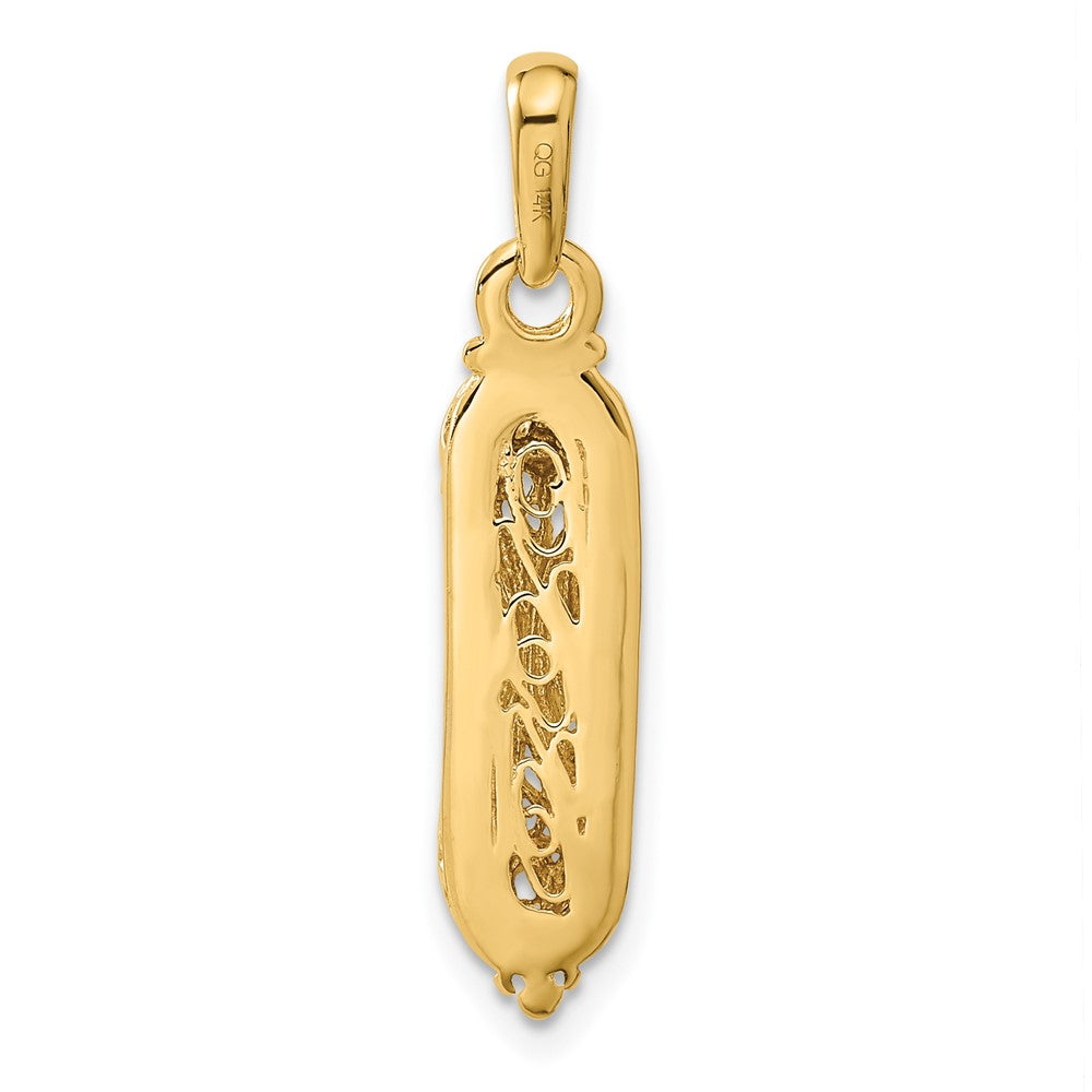 10k & Rhodium Mezuzah w/Shin Charm-10CG38