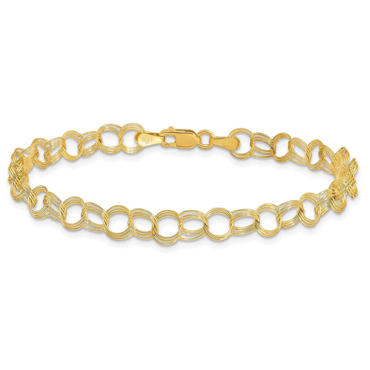 10k Triple Link Charm Bracelet-10CH10-6