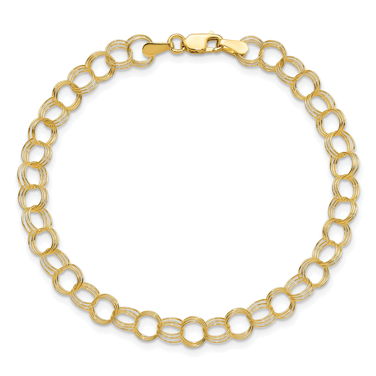10k Triple Link Charm Bracelet-10CH10-6