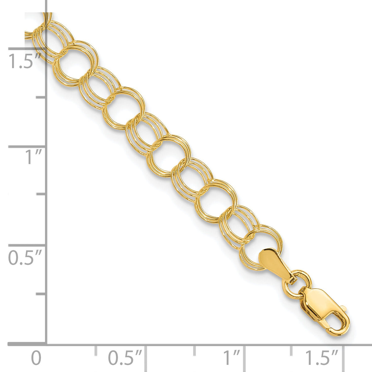 10k Triple Link Charm Bracelet-10CH10-8